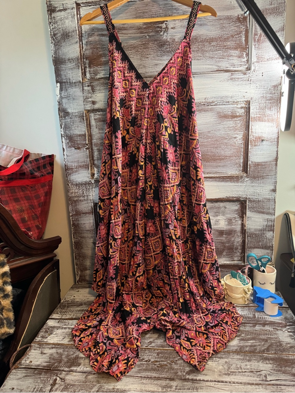 Angie Black Maxi Romper with Pink & Yellow Print